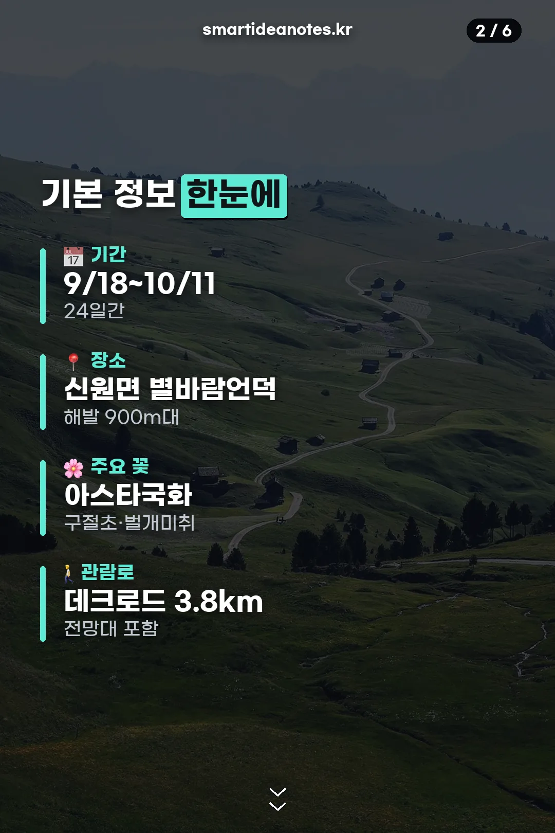 기간과 장소 한눈에