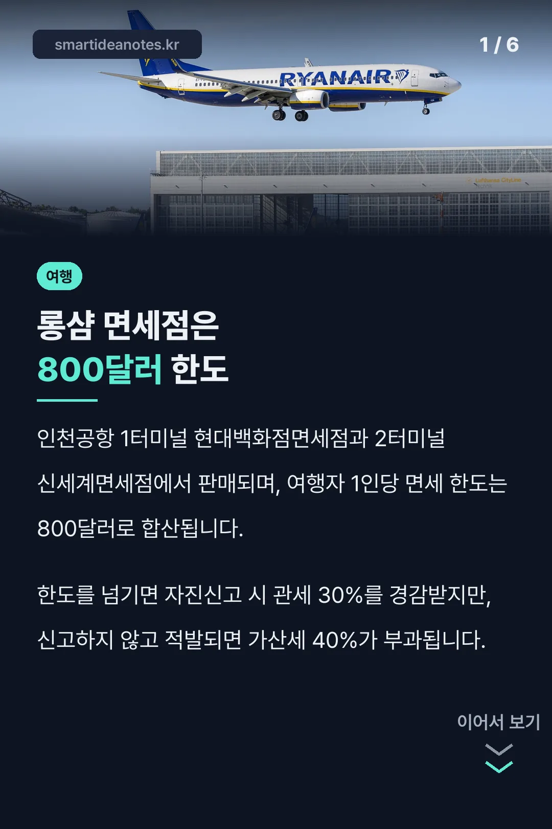 롱샴 면세점은 800달러 한도